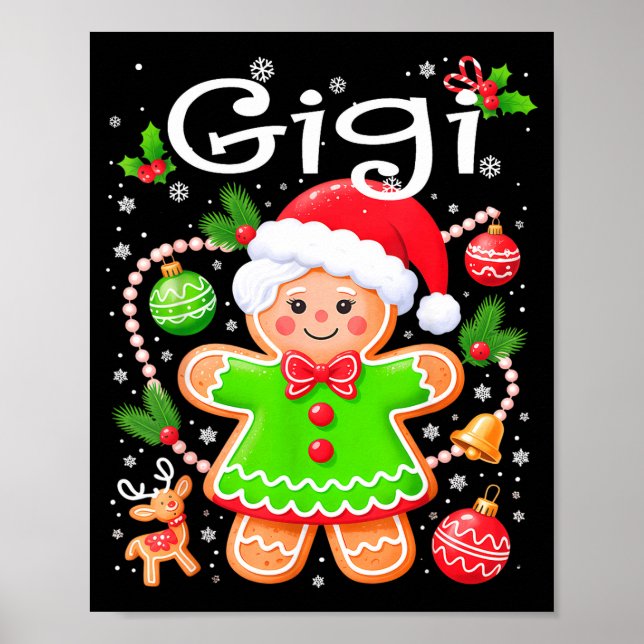 Póster Cute Gigi Gingerbread Family Matching Christmas Co (Frente)