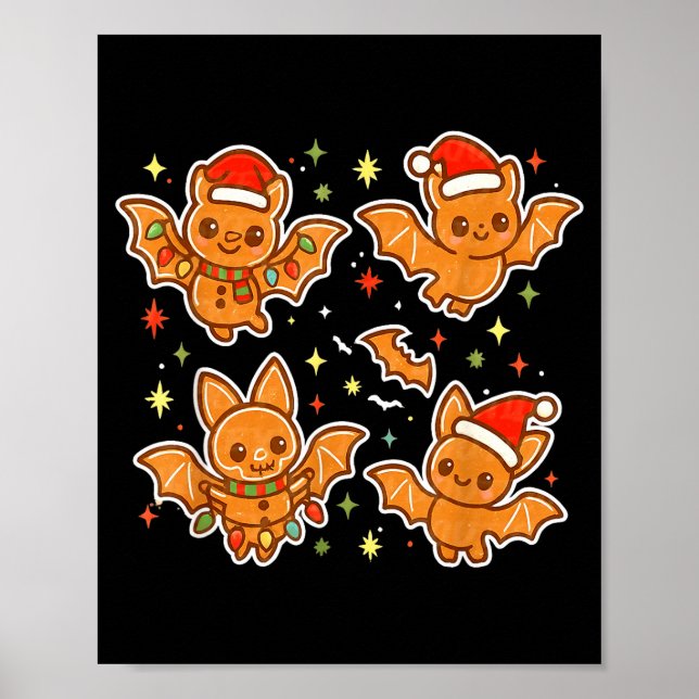 Póster Cute Gingerbread Bats Soky Christmas Cookie Graphi (Frente)