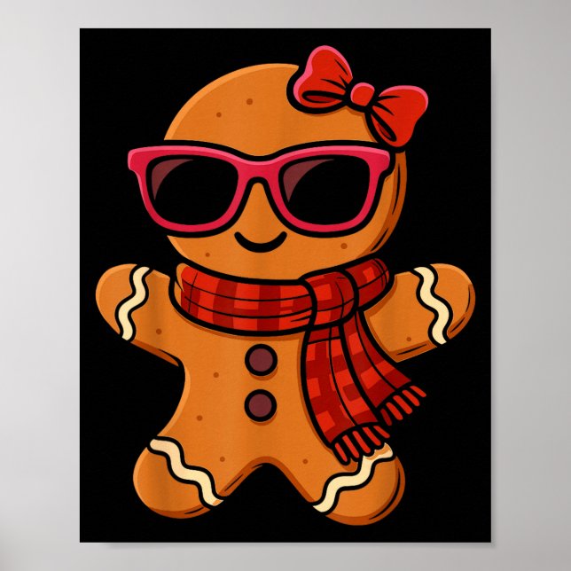 Póster Cute Gingerbread Christmas For Women Girls Xmas  (Frente)