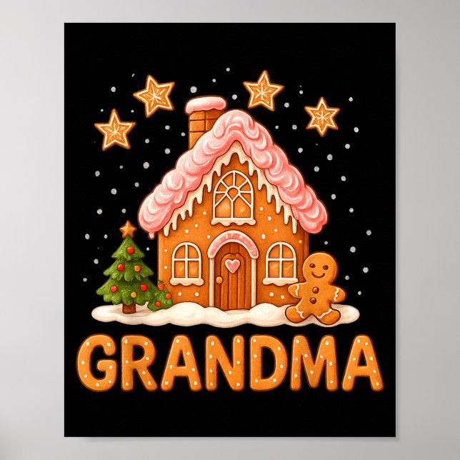 Póster Cute Gingerbread Grandma Merry Christmas Funny  (Frente)