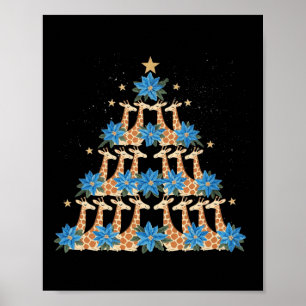 Póster Cute Giraffe Árbol de Navidad Giraffe Amantes de N