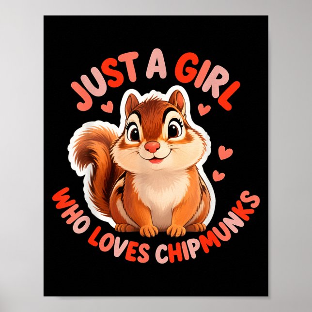 Póster Cute Girl Loves Chipmunks Costume Kids Boys Girls  (Frente)
