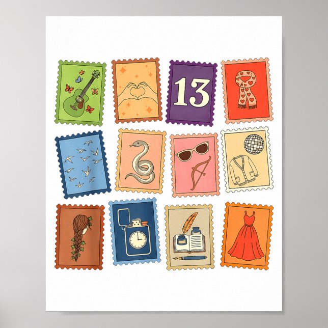 Póster Cute Girly Christmas Pajama Music Album Stamp Aest (Frente)