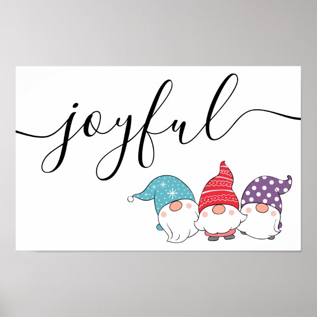 Póster Cute Gnomes Joyful Script Navidad Poster (Frente)