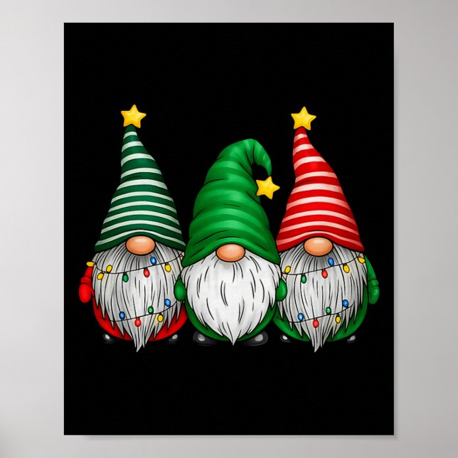 Póster Cute Gnomes Merry Christmas Light Family Gnome Xma (Frente)