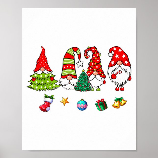 Póster Cute Gnomes Merry Christmas Light Family Gnome Xma (Frente)