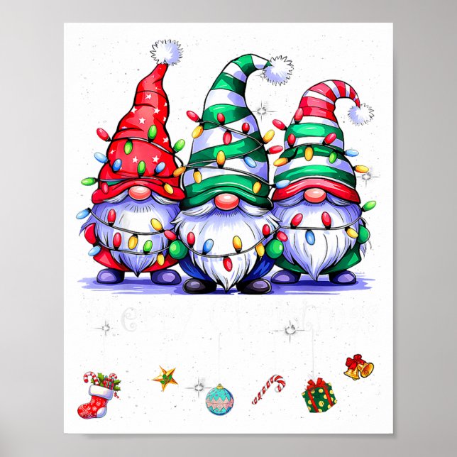 Póster Cute Gnomes Merry Christmas Light Family Gnome Xma (Frente)