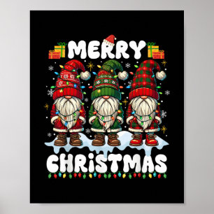 Póster Cute Gnomes Merry Christmas Light Mating Family