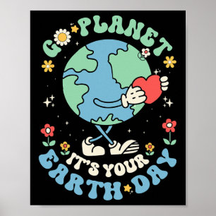 Póster Cute Go Planet Es Tu Tierra Día 2025 Profesora