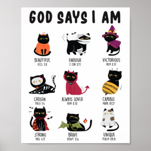 Póster Cute God dice que soy Cat Lover Gracioso Christian
