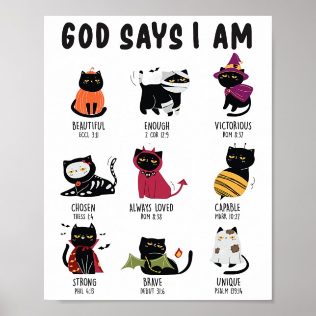 Póster Cute God dice que soy Cat Lover Gracioso Christian (Frente)