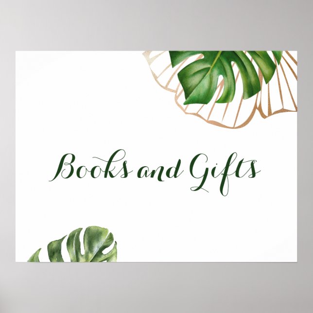 Póster Cute Gold Palm Tropical Sexo Neutral Baby Shower (Frente)