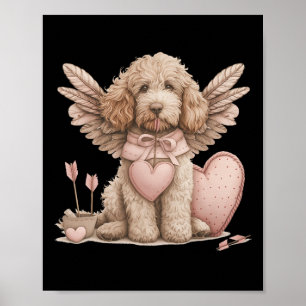 Póster Cute Goldendoodle Día de San Valentín Cupido Amor