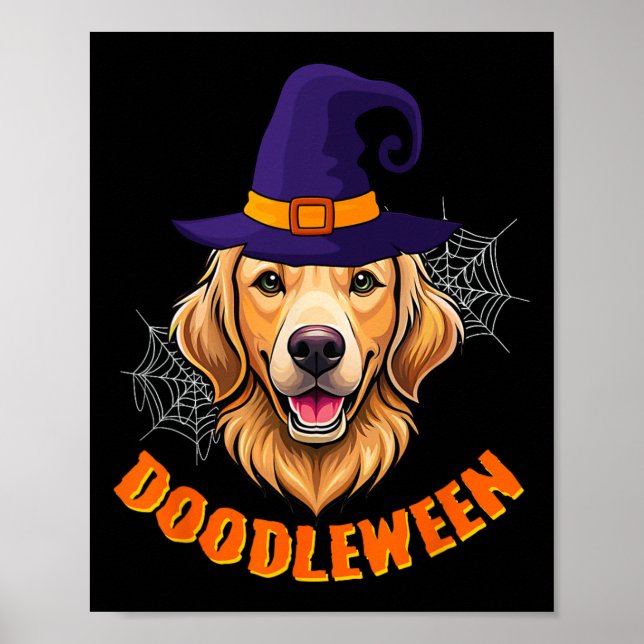Póster Cute Goldendoodle Halloween Spookee Golden Doodle  (Frente)