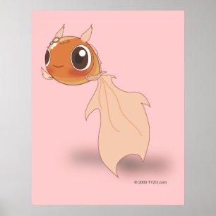 Póster Cute Goldfish Funny Anime Cartoon Character Poster