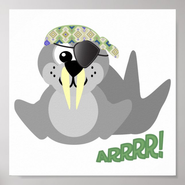 Póster Cute Goofkins pirata walrus (Frente)