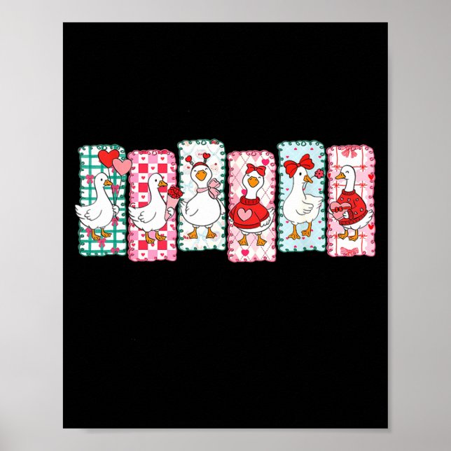 Póster Cute Goose Valentine Coquette,duck Funny Gift Tee  (Frente)