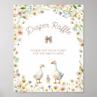 Cute Goose Wildflower Baby Shower Diaper Raffle
