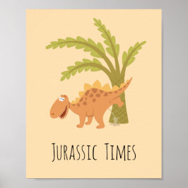 Póster Cute gracioso dinosaurio Dino Peeing Jurassic Fern