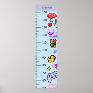 Póster Cute gráfico de crecimiento en Pixel Art en centím
