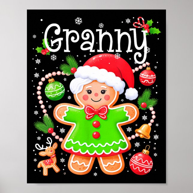 Póster Cute Granny Gingerbread Family Matching Christmas  (Frente)