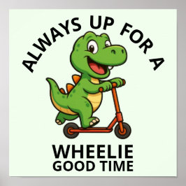 Póster Cute Green Dinosaur