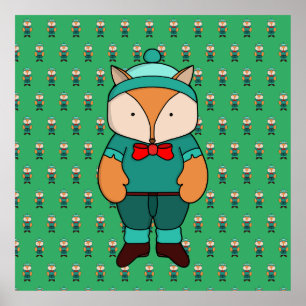 Póster Cute green fox