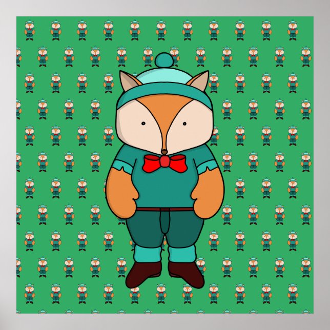 Póster Cute green fox (Frente)