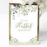 Póster Cute Greenery Watercolor How Many Kisses Sign<br><div class="desc">Cute Greenery Watercolor How Many Kisses Sign</div>