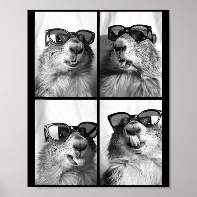 Póster Cute Groundhogs Sungles Cool Forest Animal Photo B (Frente)