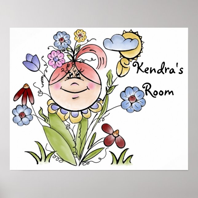 Póster Cute Hada Personalizada para Jardín de Flores (Frente)