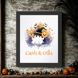 Póster Cute Halloween Baby Shower Card & Gifts Rótulo