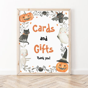 Póster Cute Halloween Baby Shower Cards and Gifts Rótulo