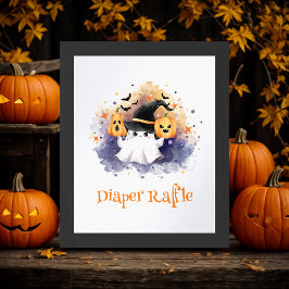 Póster Cute Halloween Baby Shower Diaper Raffle Rótulo