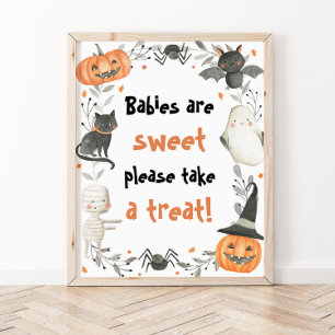 Póster Cute Halloween Baby Shower Los bebés son Rótulo du