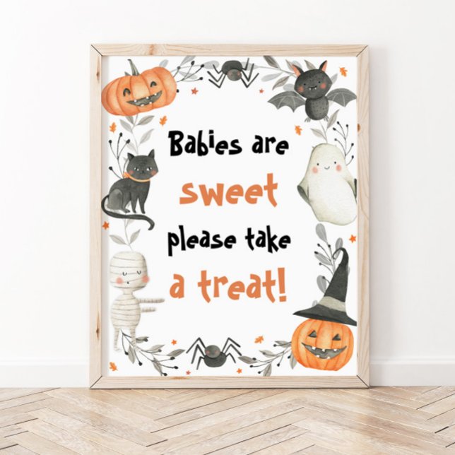 Póster Cute Halloween Baby Shower Los bebés son Rótulo du (Subido por el creador)
