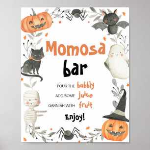 Póster Cute Halloween Baby Shower Momosa Bar Rótulo