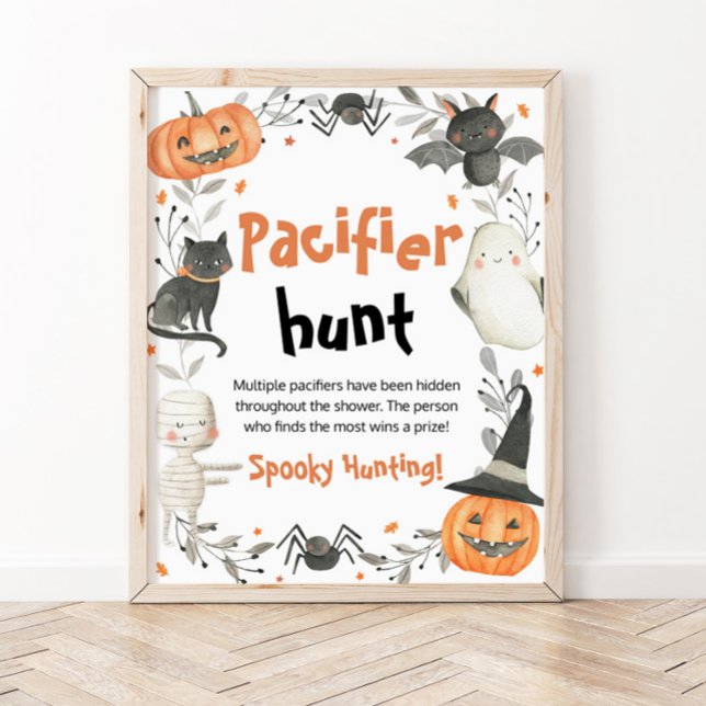 Póster Cute Halloween Baby Shower Pacifier Hunt Rótulo (Subido por el creador)