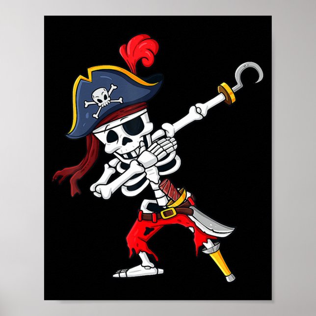 Póster Cute Halloween Dabbing Pirate Skeleton Fun  (Frente)