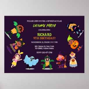 Póster Cute Halloween disfraz fiesta de cumpleaños modern