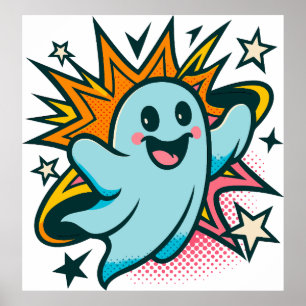 Póster Cute Halloween fantasma clipart PNG, espeluznante