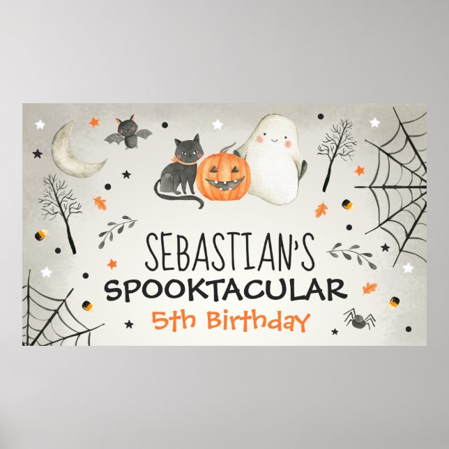 Póster Cute Halloween Fantasma Spooktacular Cumpleaños (Frente)