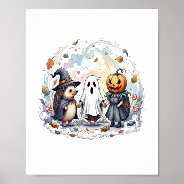 Póster Cute Halloween Hedgehogs Costume (Frente)