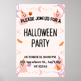 Póster Cute Halloween Party Invitation