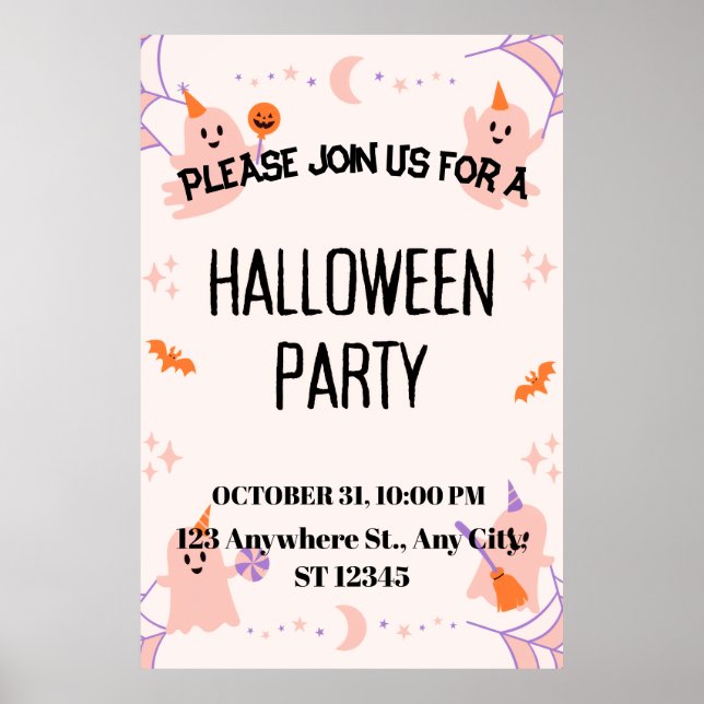 Póster Cute Halloween Party Invitation (Frente)
