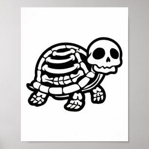 Póster Cute Halloween Turtle Skeleton Tortoise Fossiers A
