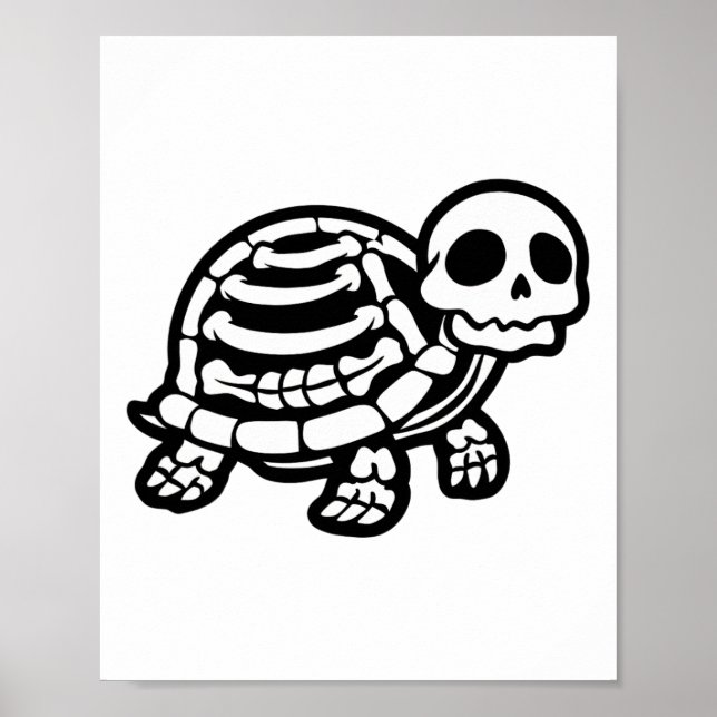 Póster Cute Halloween Turtle Skeleton Tortoise Fossiers A (Frente)