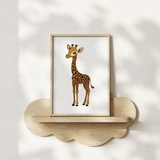 Póster Cute Hand-Drawn Giraffe Nursery Art