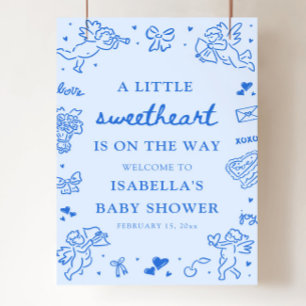 Póster Cute Hand Drawn Valentine Baby Shower Bienvenida S