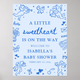 Póster Cute Hand Drawn Valentine Baby Shower Welcome Sign